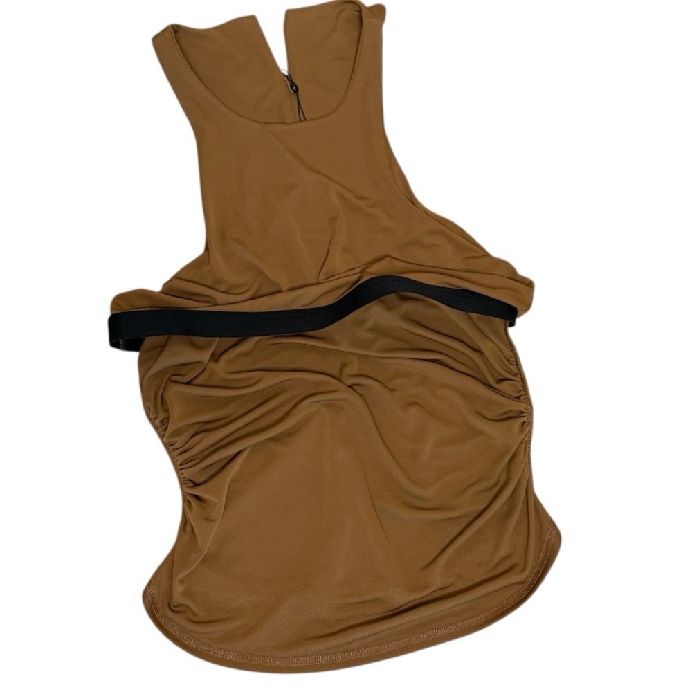 Cinq à Sept Sonya Ruched
Tank Sleeveless Top Curved Hem Racerback Camel Brown XL - Picture 6 of 13